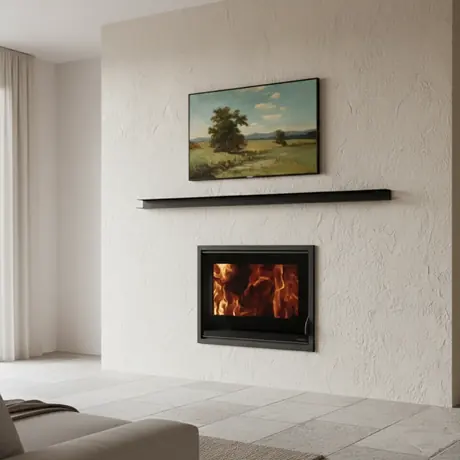 Carbel i70 panoramic wood fireplace insert with reversible door