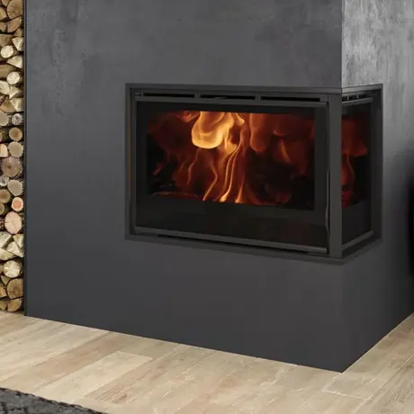 Carbel A-Range triple glazing minimalist wood fireplace insert
